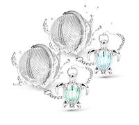TeaSanavie 2pcs Tea Infuser Loose Leaf Tea Steeper Stainless Steel Tea Ball Mesh Tea Strainer Silver Glow In The Dark Turtle Pendant Tea Filter with Extended Chain Hook for Brew Fine Loose Tea Leave