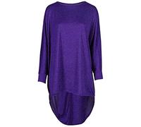 Tease Women Plain Oversized Long Sleeve Batwing Dip Hem Baggy Ladies Loose Top Plus (22, Purple)