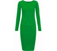 Tease Womens Plain Long SleeveRound Neck Stretch Bodycon Midi Dress (10, Jade Green)