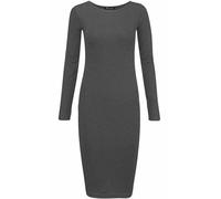 Tease Womens Plain Long SleeveRound Neck Stretch Bodycon Midi Dress (14, Dark Grey)