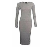 Tease Womens Plain Long SleeveRound Neck Stretch Bodycon Midi Dress (18, Silver Grey)