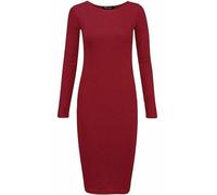 Tease Womens Plain Long SleeveRound Neck Stretch Bodycon Midi Dress (26, Wine)