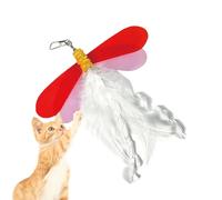 Teaser with Cat Feathers - Coloured Flight Toy, Feathers with Natural Feathers | Interactive Dragonfly with Flexible Stick, Stimulating Game for Kittens Pets Home Activities