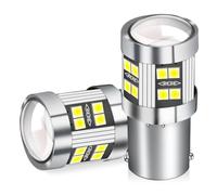 teashow 2-Pack P21w 1156 BA15S LED Bulbs 6000K 6W 12V-24V DC10-30V Super Bright for Reverse Light RV Interior Tail Turn Signal Lights Auto Backup Rear Fog Lamp Stop Drl (White)