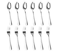 Teaspoons Set of 12, Latte Spoons 6 Pieces, Fork Set of 6, Small Dessert Coffee Spoon for Tea, Coffee, Cake, Dessert and Salad, Dishwasher Safe