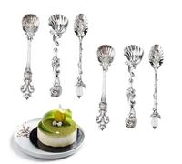 Teaspoons Set of 6, Coffee Spoons Tiny Spoon Vintage Cutlery Sugar Spoon Teaspoons Dessert Soup Stirrers for Kitchen Dining Bar