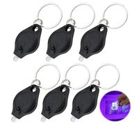 teasteam 6 Pack UV Money Checker Keychain Torch - Mini LED Blacklight Detector for Bank Notes & Watermark Verification Identifying Jadeite | Portable Keyring Flashlight (Black)