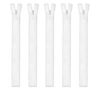 teasteam Invisible Zips 5Pcs #3 Zippers for Sewing 16Inch/40cm Closed-Ended Concealed Zippers White Zip Fixer for Tailor Sewing Tools Cushion DIY Craft Dressmaking Pillows Skirts Clothes Bags Pants