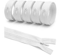 teasteam Invisible Zips 5Pcs #3 Zippers for Sewing 16Inch/40cm Closed-Ended Concealed Zippers White Zip Fixer for Tailor Sewing Tools Cushion DIY Craft Dressmaking Pillows Skirts Clothes Bags Pants