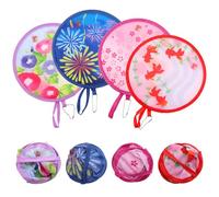 teasteam Round Japanese Foldable Fans 4Pcs Handheld Folding Manual Fan Chinese Style for Women MorningGlory Cherry Blossom Goldfish Sparkfire Summer for Travel Party Wedding Cooling Outdoor