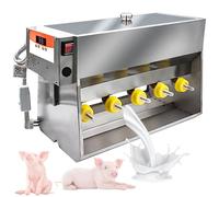 Teat Feeder for Piglets, Constant Temperature Little Pig Milk Feeder, 10/14 Nipple Piglet Feeding Device, Suitable for Farms and Ranches 10-Digit-VoiceVersion