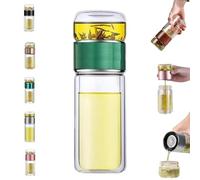 Teava 3-in-1 Smart Tea Infuser, Tryteava Portable Insulated Water Separation Glass Teapots, Double Wall High Borosilicate, for Loose Leaf Flower Herbal(Green,350ml)