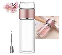 Teava 3-in-1 Smart Tea Infuser, Tryteava Tea Infuser, Tryteava Glass Infuser, Portable Double-Walled Glass with 304 Stainless Steel Filter, Hot or Cold Ready, Flip & Brew Design (Pink,500ml)