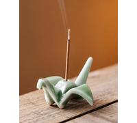 TEAVOR Japanese Origami Crane Incense Stick Holder - Handmade Ceramic Zen Desk Decor for Home, Office, Meditation & Yoga Space