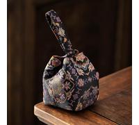 Teaware Storage Bag, Multifunctional Chinese Style Teacup Drawstring Cloth Pouch, Retro Portable Embroidered Handbag Small Item Pouch(Style8)