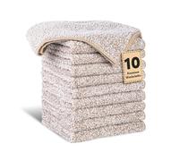 TEAWOO 10 Pack Premium Washcloths, Highly Absorbent and Super Soft Face Towels, Multi-Purpose Fingertip Towels, 12 x 12 inch Bathroom Towels, Star Brown