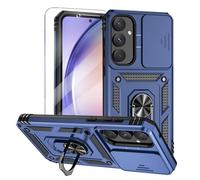 Teayoha for Samsung Galaxy A55 5G Phone Case, with Screen Protectors and Camera Cover, Military Grade Shockproof Cover with Magnetic Rotatable Ring Kickstand Protective Case for Samsung A55 5G,Blue