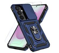 Teayoha for Samsung Galaxy S26 Case, with Screen Protectors and Camera Cover, Military Grade Shockproof Cover with Magnetic Rotatable Ring Kickstand Protective Case,Blue