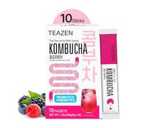 TEAZEN Berry Kombucha Tea, Hydration Drink Mix, Sugar Free, Live Probiotics & Prebiotics, 10 Sticks, 1.76oz
