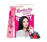 TEAZEN Berry Kombucha Tea, Hydration Drink Mix, Sugar Free, Live Probiotics & Prebiotics, 10 Sticks, 1.76oz