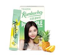 TEAZEN Pineapple Kombucha Tea, Hydration Drink Mix, Sugar Free, Live Probiotics & Prebiotics, 10 Sticks, 1.76oz