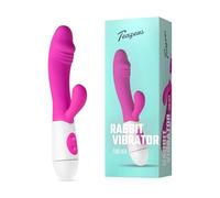 Teazers Realistic Rabbit Vibrator - Vibrator for Women with a Clitoral Stimulator on Top - Sex Toys for Women for Stimulating the Gspot and Clitoris - Perfect as First Vibrator - Pink