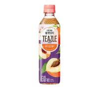 TEAZLE Zero Calorie Sugar Free Peach & Earl Grey Tea RTD 500ml - Korean Ready To Drink Blended Tea with Sweet Peach & Fragrant Bergamot - Vegan Friendly Iced Tea - Official Woongjin Distribution