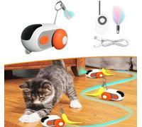 Teazys Cat Toy Turbo Tail 2.0-2024 Premium Turbo Tail 2.0 Cat Toy, Smart Car Remote Control Electric Cat Toy,Three Modes Interactive Teazys Cat Toy, Gravity-Sensing Movement (Orange)