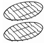Tebbomp 2 Pack Oval Roasting Rack - 12 Inch Black Cooling Rack with Integrated Feet,Nonstick -for Roasting Pan,Great for Basting