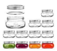 Tebery 12 Pack Home Glass Mason Jars with Silver Metal Airtight Lids and Bands, 8-Ounce Wide Mouth Glass Canning Jars for for Canning, Preserving, Meal Prep, Overnight Oats, Jam, Jelly