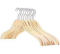 Tebery 12 Pack Wooden Coat Hangers with Non-slip Stripes Natural Colour Clothes Hangers, Suit Hangers Flat Shape, for Skirts, Tops, Coats and Jackets