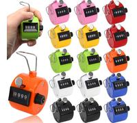 Tebery 16 Pcs 8 Color Hand Clicker Counter, 4 Digit Manual Mechanical Tally Counters with Finger Ring, Handheld Assorted Color Pitch Clicker Counter for Sports Stadium Coaching