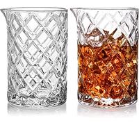Tebery 2 Pack 700ml Cocktail Mixing Glass, Crystal Cocktail Mixing Jug, Thick Bottom Seamless Bar Mixing Pitcher for Martini, Mojito