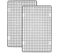 Tebery 2 Pack Black Heavy Duty Wire Cooking Rack Baking Racks, 16" x 10" Nonstick Baking & Cooling Grid for Roasting, Cooking, Grilling, Drying