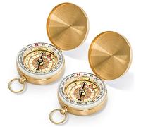 Tebery 2 Pack Classic Pocket Style Copper Clamshell Compass Waterproof Luminous Compass Camping Gear Survival Gear