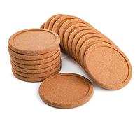 Tebery 20 Pack Round Lip Cork Coasters, 4 Inch Absorbent Drink Coaster with Grooved Round Edge for Bar Glass Cup Tablepc