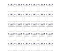 Tebery 30 Pack 1.5oz Mini Hexagon Glass Jars with Silver Plastisol Lined Lids for Spices, Honey, Canning, Gifts and Crafts, 45 ml