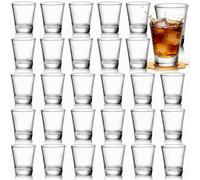 Tebery 30 Pcs 60ml Shot Glasses, 2oz Heavy Base Shot Glasses Sets, Round Glassware Shot Glass, Clear Glass for Vodka, Whiskey, Tequila, Espresso, Liquor