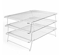 Tebery 304 Grade Stainless Steel Baking Rack 3-Tier Stackable Cooling Rack Set for Baking Cooking Grilling - 16.5" x 12"