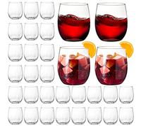 Tebery 32 Pack 350ml Unbreakable Plastic Wine Glasses Stemless, 12oz Heavy Duty Clear Drinking Glasses Wine Cups, Reusable for Champagne, Dessert, Food Samples, Catering, Weddings
