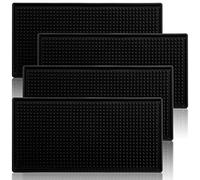 Tebery 4 Pack 30x15cm Rubber Bar Mats, 12" X 6" Black Bar Service Spill Drying Mat
