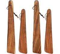 Tebery 4 Pack Teak Wood Spatula Set for Cooking, 10 Inch 12 Inch Wood Flipper, Flat Wooden Turner for Flipping, Serving, Scraping & Turning