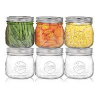 Tebery 6 Pack Wide Mouth Home Glass Mason Jars with Airtight Lids and Bands, 16Oz Canning Glass Jars for Canning, Fermenting, Pickling, Decor