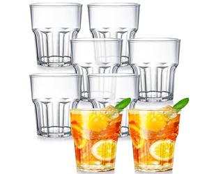 Tebery 8 Pack 250ml Acrylic Plastic Tumblers, Reusable Cups Stackable Plastic Acrylic Drinking Tumblers for Adults Kids Party, BPA Free