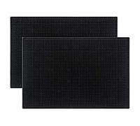 Tebery 2 Pack Black Mat 18" x 12" - 46 x 30.5cm Rubber Bar Service Spill Mat