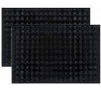 Tebery Black Mat 18" x 12" - 45.7 x 30.5cm Rubber Bar Service Spill Mat (2 pack)