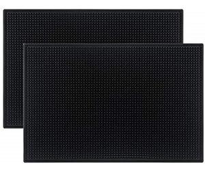 Tebery Black Mat 18" x 12" - 45.7 x 30.5cm Rubber Bar Service Spill Mat (2 pack)