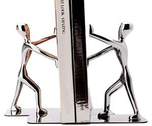 Tebery Book Ends Heavy Duty Metal Bookends Book Holder for Shelves Art Bookend,1 Pair(Silver)