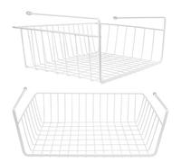 Tebery Lawei 2 Pack White Under Shelf Basket Wire Storage Basket for Kitchen Pantry Desk Bookshelf