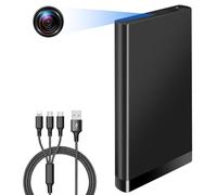Tebetu Powerbank Small But Strong 10000 mAh, Portable Power Bank Camera without WiFi, Small Body Cam HD 1080p with Night Vision for Indoor and Outdoor Use, Home, Office, Outdoors, etc.
